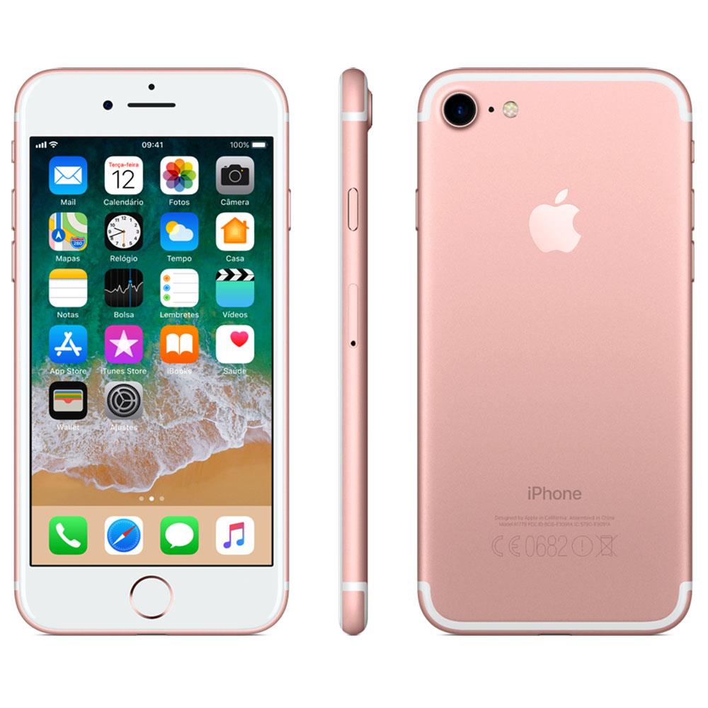 iPhone 7 Apple 128GB, Tela Retina HD de 4,7”, 3D Touch, iOS 11, Touch ID, Câm.12MP, Resistente à Água e Sistema de Alto-falantes Estéreo – Ouro Rosa - 1