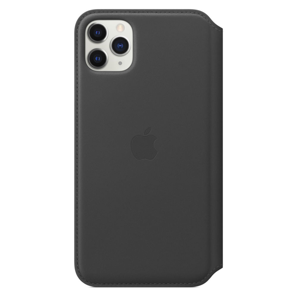 Capa de Couro Folio para iPhone 11 Pro Max Preta