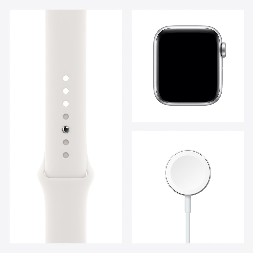 Apple Watch SE 40mm GPS - Caixa prateada de alumínio e pulseira esportiva branco - 7