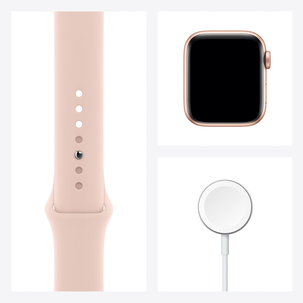 Apple Watch SE 40mm GPS - Caixa dourada e pulseira esportiva areia-rosa - 7