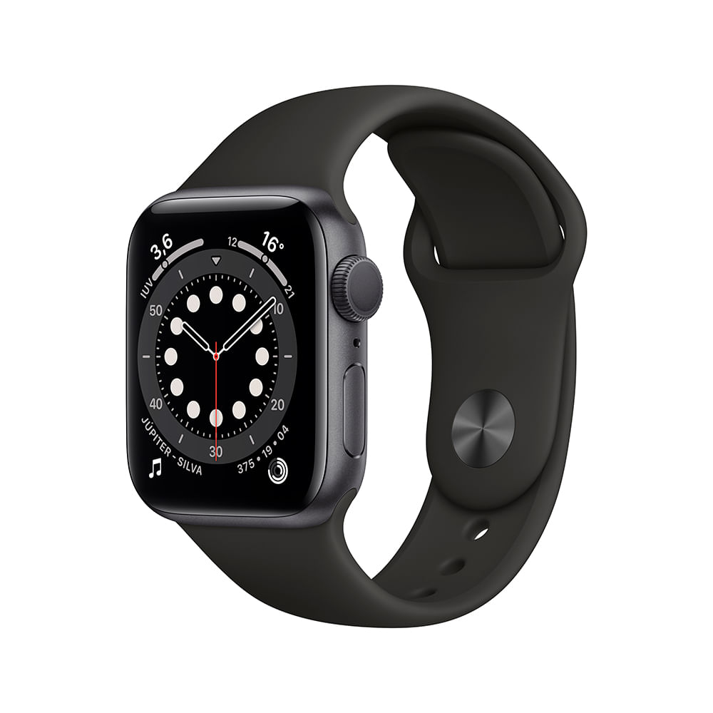 Apple Watch Series 6 (GPS) 40mm caixa cinza-espacial de alumínio com pulseira esportiva preta - 0