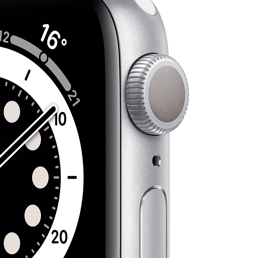 Apple Watch Series 6 (GPS) 40mm caixa prateada de alumínio com pulseira esportiva branca - 1