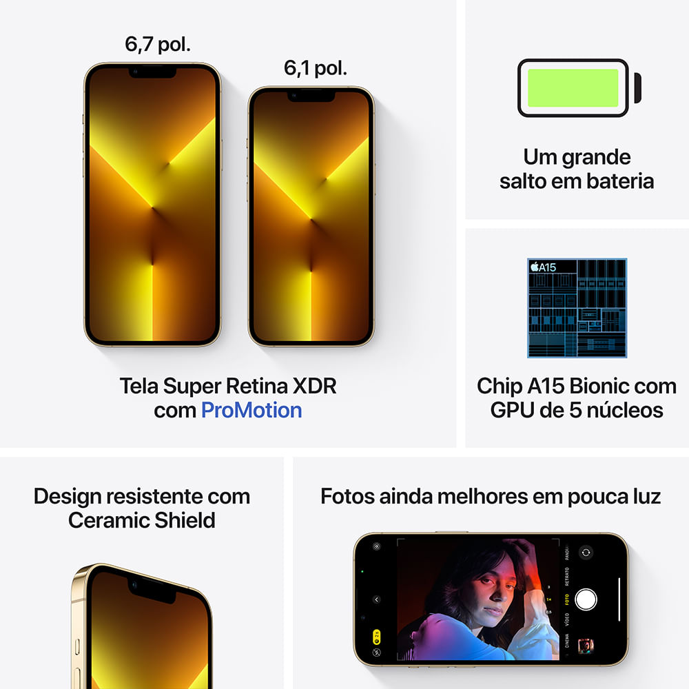 Apple iPhone 13 Pro (128GB) - Dourado - 6
