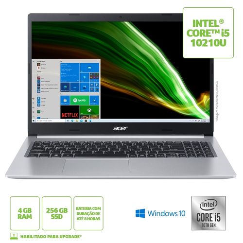 Notebook - Acer A515-54-579s I5-10210u 1.60ghz 4gb 256gb Ssd Intel Hd Graphics Windows 10 Home Aspire 5 15,6" Polegadas